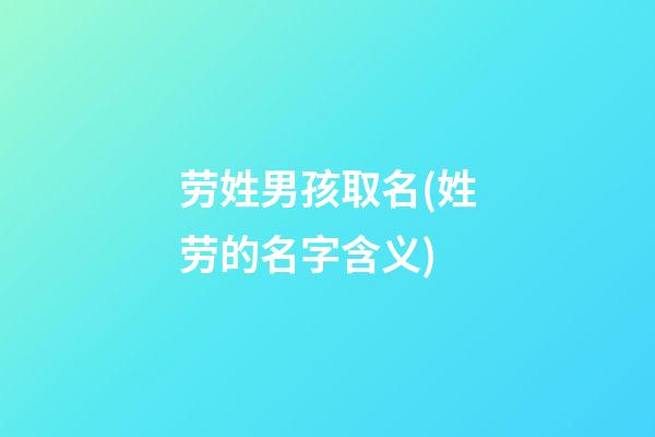 劳姓男孩取名(姓劳的名字含义)