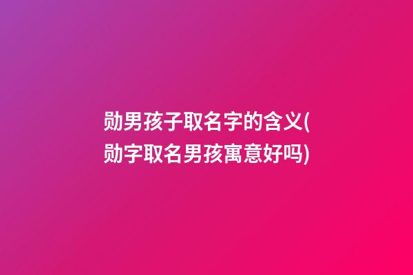 勋男孩子取名字的含义(勋字取名男孩寓意好吗)