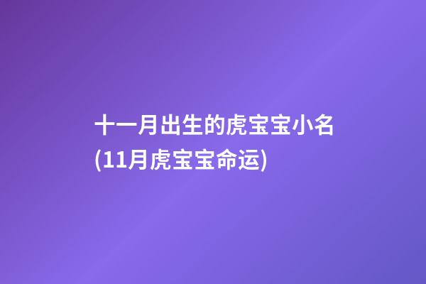 十一月出生的虎宝宝小名(11月虎宝宝命运)