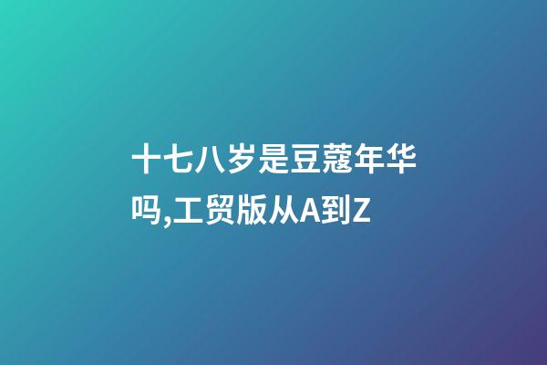 十七八岁是豆蔻年华吗,工贸版从A到Z-第1张-观点-玄机派