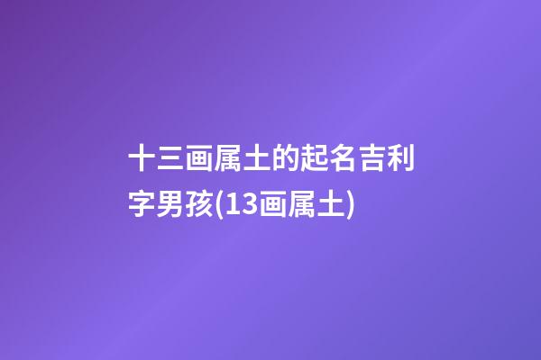 十三画属土的起名吉利字男孩(13画属土)