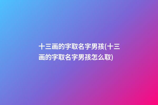 十三画的字取名字男孩(十三画的字取名字男孩怎么取)