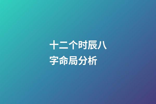 十二个时辰八字命局分析