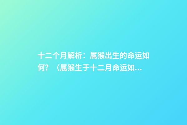 十二个月解析：属猴出生的命运如何？（属猴生于十二月命运如何）