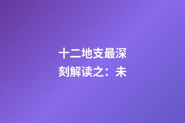 十二地支最深刻解读之：未