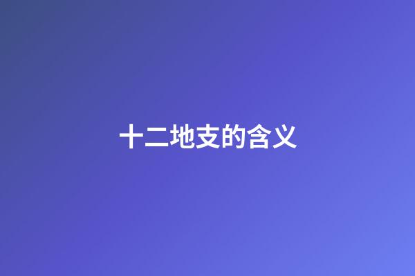 十二地支的含义