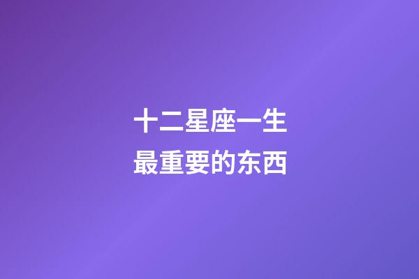 十二星座一生最重要的东西