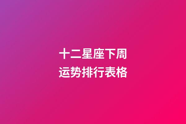 十二星座下周运势排行表格-第1张-星座运势-玄机派