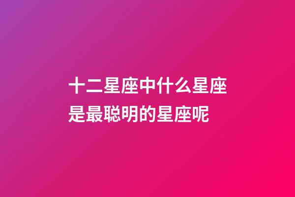 十二星座中什么星座是最聪明的星座呢-第1张-星座运势-玄机派