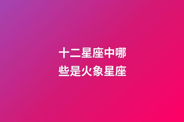 十二星座中哪些是火象星座-第1张-星座运势-玄机派