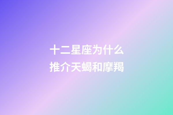 十二星座为什么推介天蝎和摩羯-第1张-星座运势-玄机派