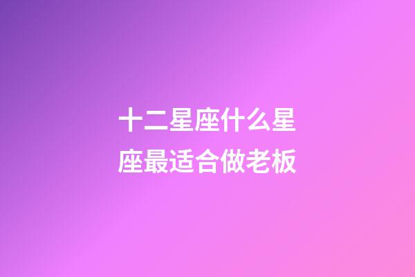 十二星座什么星座最适合做老板-第1张-星座运势-玄机派