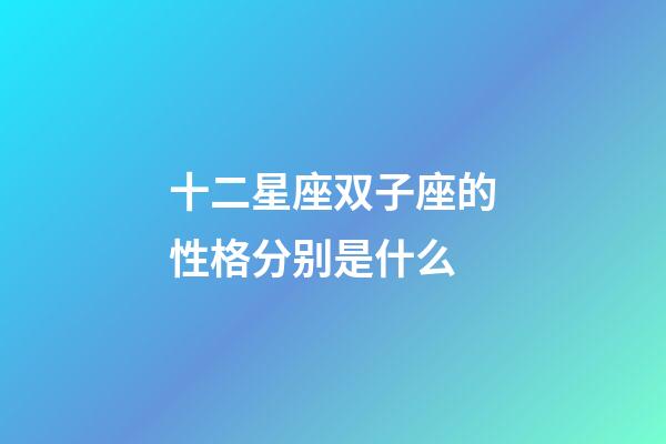 十二星座双子座的性格分别是什么-第1张-星座运势-玄机派