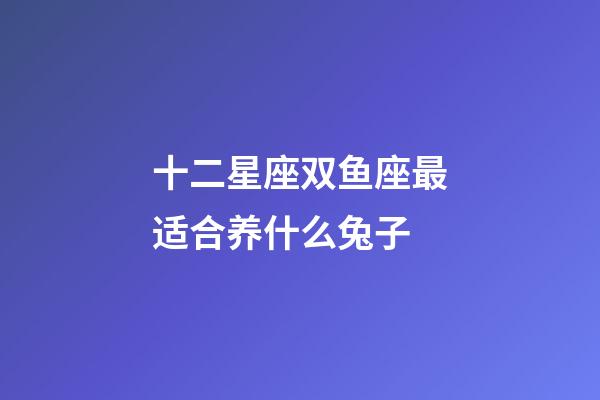 十二星座双鱼座最适合养什么兔子-第1张-星座运势-玄机派