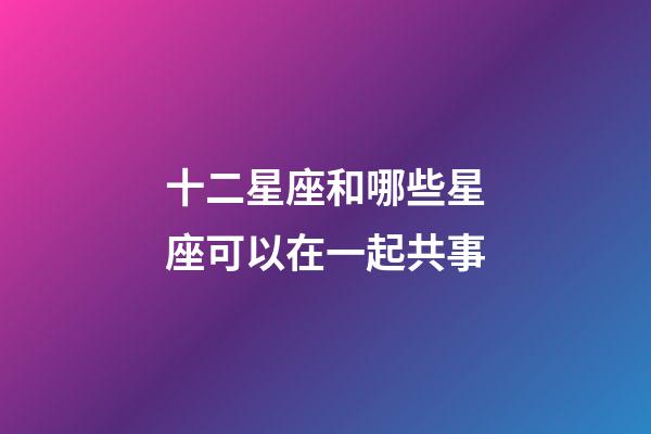 十二星座和哪些星座可以在一起共事-第1张-星座运势-玄机派