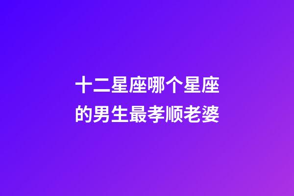 十二星座哪个星座的男生最孝顺老婆-第1张-星座运势-玄机派