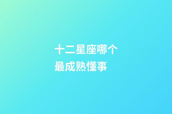 十二星座哪个最成熟懂事-第1张-星座运势-玄机派