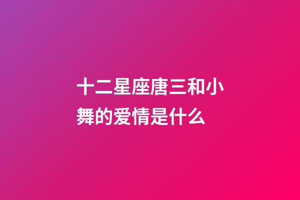 十二星座唐三和小舞的爱情是什么-第1张-星座运势-玄机派