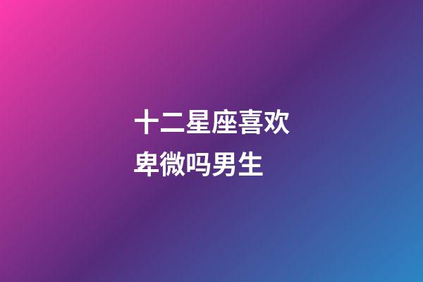 十二星座喜欢卑微吗男生-第1张-星座运势-玄机派