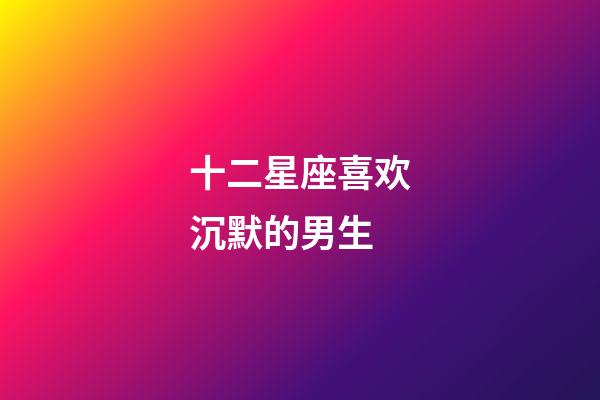 十二星座喜欢沉默的男生-第1张-星座运势-玄机派