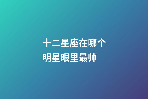 十二星座在哪个明星眼里最帅-第1张-星座运势-玄机派