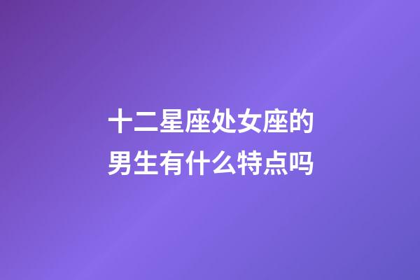 十二星座处女座的男生有什么特点吗-第1张-星座运势-玄机派