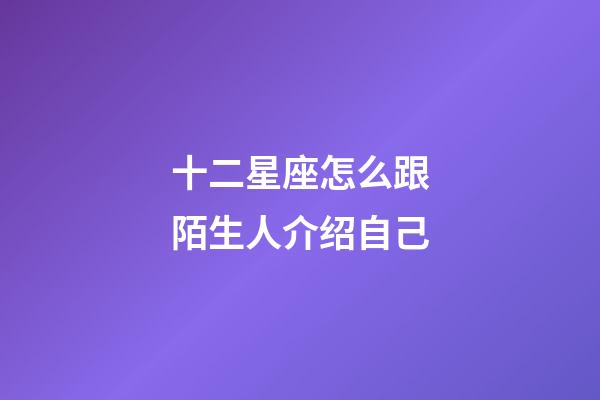 十二星座怎么跟陌生人介绍自己-第1张-星座运势-玄机派