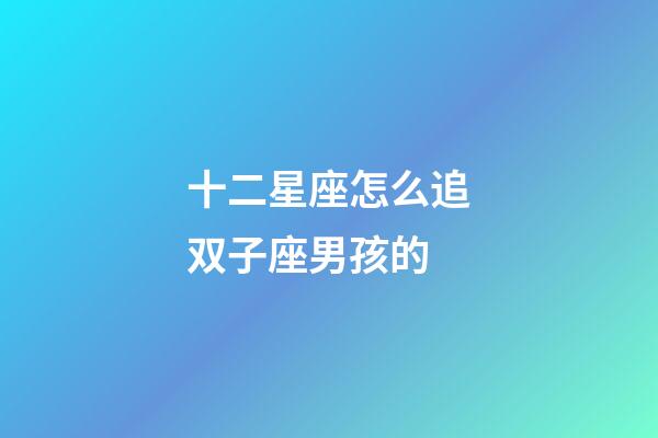 十二星座怎么追双子座男孩的-第1张-星座运势-玄机派