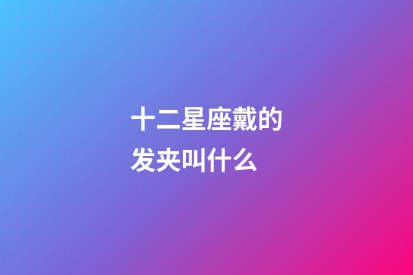 十二星座戴的发夹叫什么-第1张-星座运势-玄机派