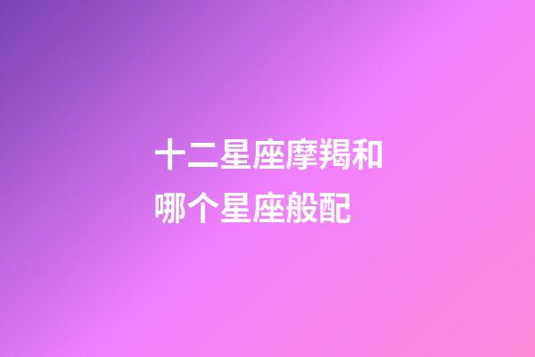 十二星座摩羯和哪个星座般配-第1张-星座运势-玄机派