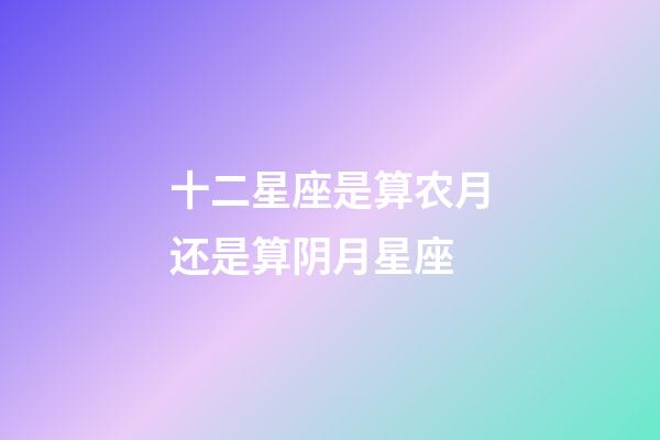 十二星座是算农月还是算阴月星座-第1张-星座运势-玄机派