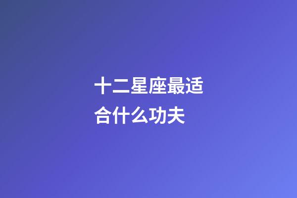 十二星座最适合什么功夫-第1张-星座运势-玄机派