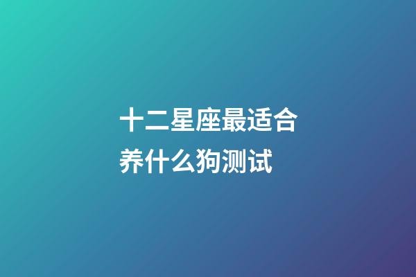 十二星座最适合养什么狗测试-第1张-星座运势-玄机派