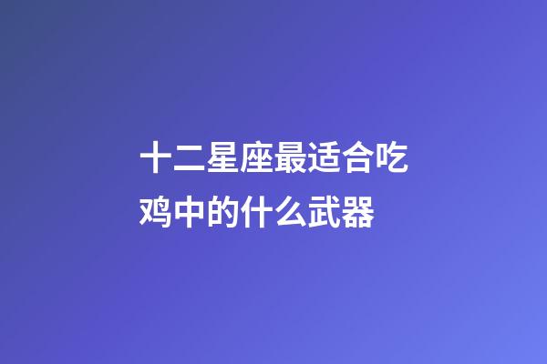 十二星座最适合吃鸡中的什么武器-第1张-星座运势-玄机派