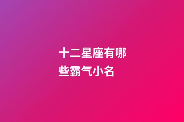 十二星座有哪些霸气小名-第1张-星座运势-玄机派