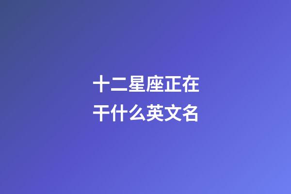 十二星座正在干什么英文名-第1张-星座运势-玄机派