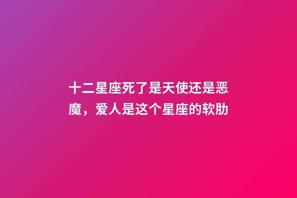十二星座死了是天使还是恶魔，爱人是这个星座的软肋-第1张-观点-玄机派