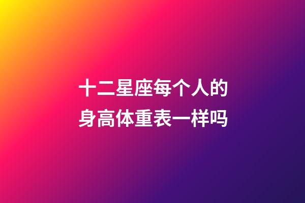 十二星座每个人的身高体重表一样吗-第1张-星座运势-玄机派