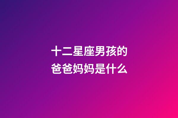 十二星座男孩的爸爸妈妈是什么-第1张-星座运势-玄机派