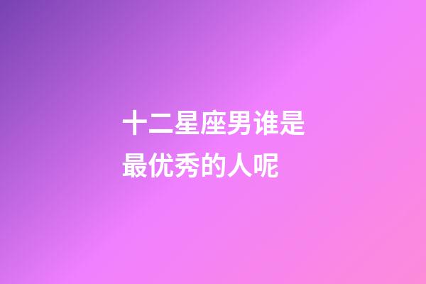 十二星座男谁是最优秀的人呢-第1张-星座运势-玄机派