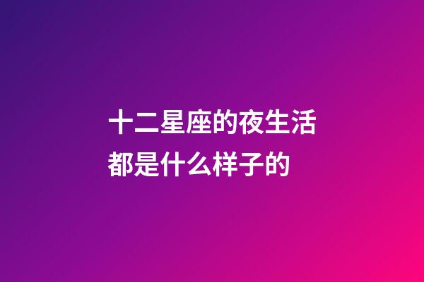 十二星座的夜生活都是什么样子的-第1张-星座运势-玄机派