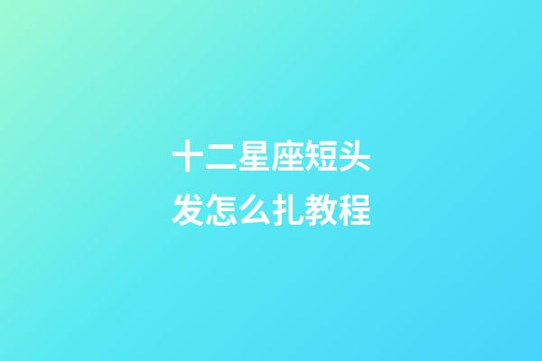 十二星座短头发怎么扎教程-第1张-星座运势-玄机派
