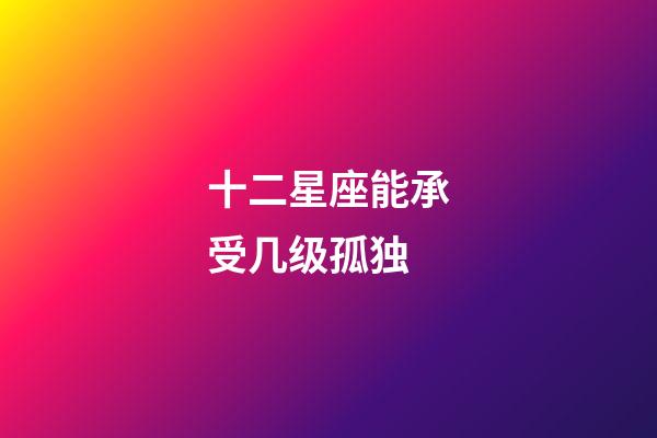 十二星座能承受几级孤独-第1张-星座运势-玄机派