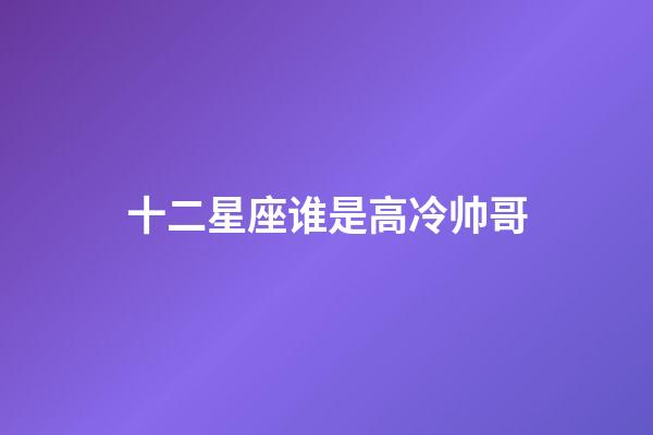 十二星座谁是高冷帅哥-第1张-星座运势-玄机派