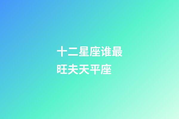 十二星座谁最旺夫天平座