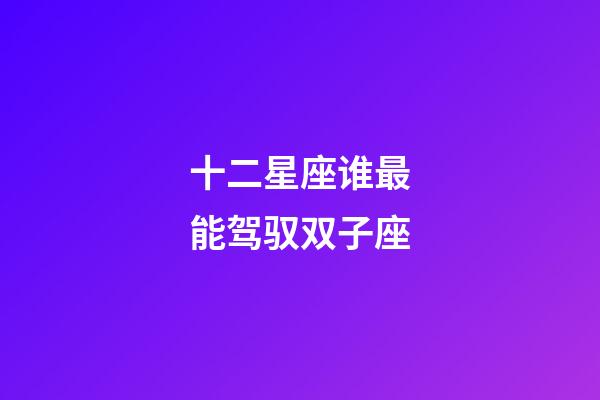十二星座谁最能驾驭双子座-第1张-星座运势-玄机派