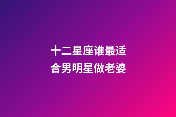 十二星座谁最适合男明星做老婆-第1张-星座运势-玄机派