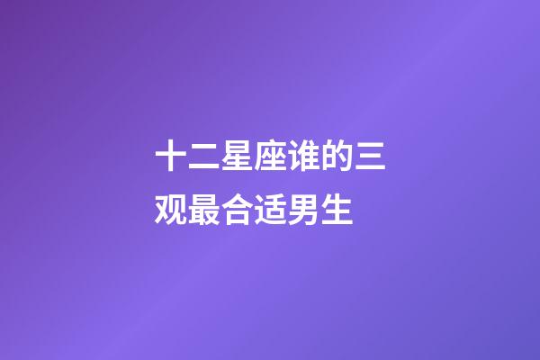 十二星座谁的三观最合适男生-第1张-星座运势-玄机派