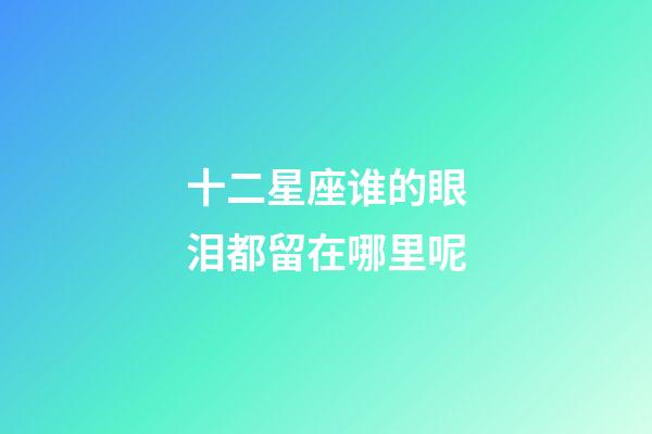 十二星座谁的眼泪都留在哪里呢-第1张-星座运势-玄机派