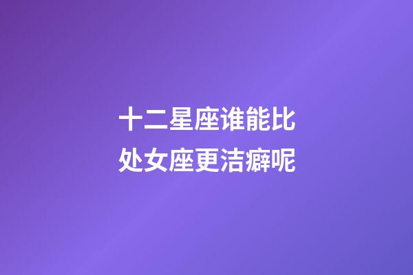 十二星座谁能比处女座更洁癖呢-第1张-星座运势-玄机派